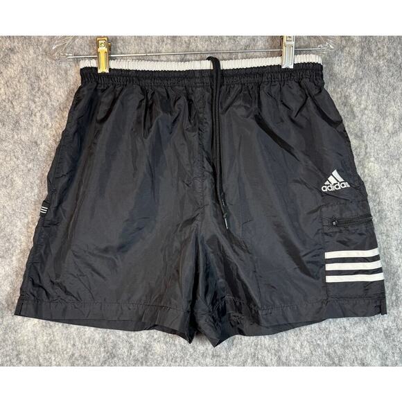adidas Pants - Adidas Vintage Womens Drawstring Black Athletic Shorts Lightweight - Small